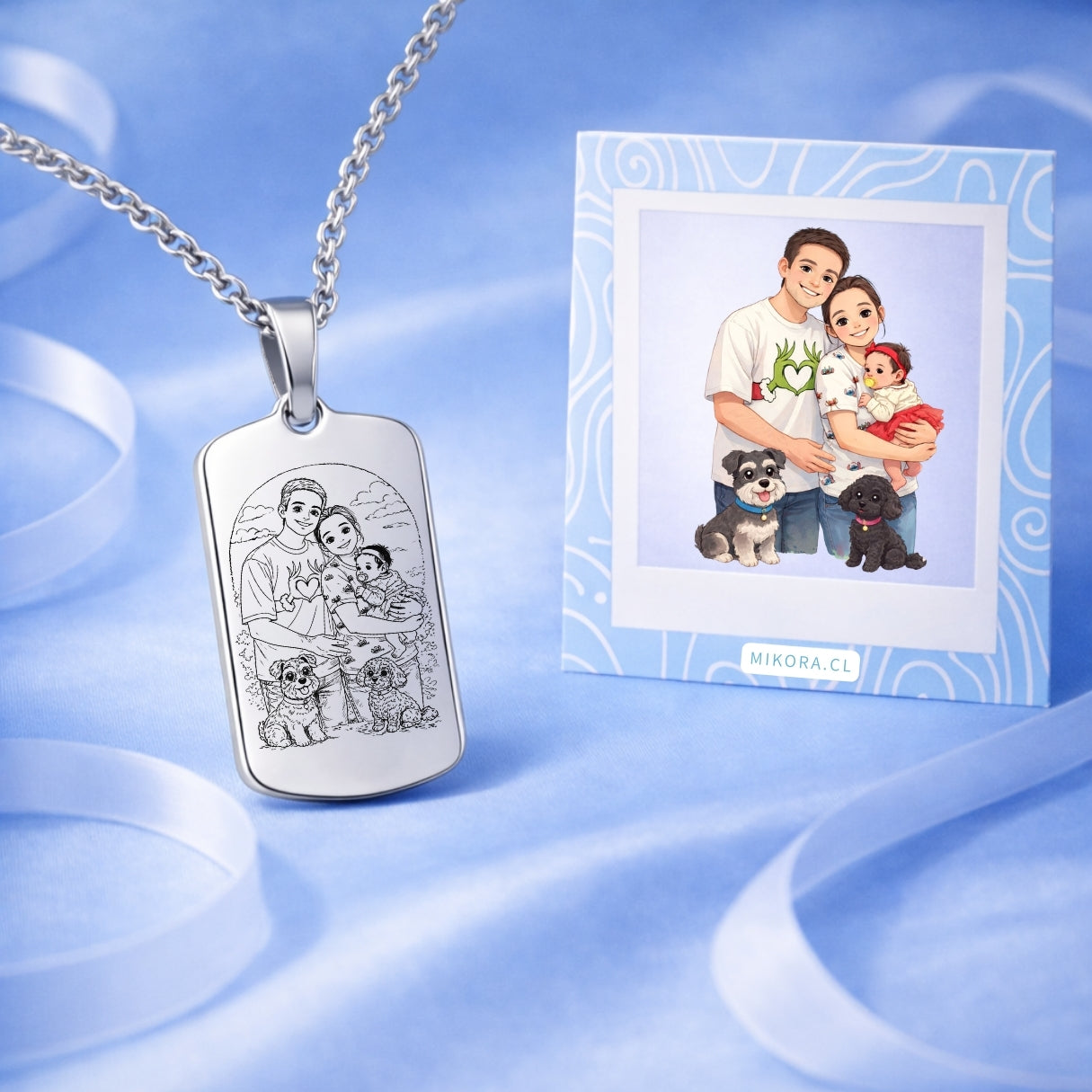 Collar Personalizado Placa Plateada + Foto Polaroid Gratis 🌟