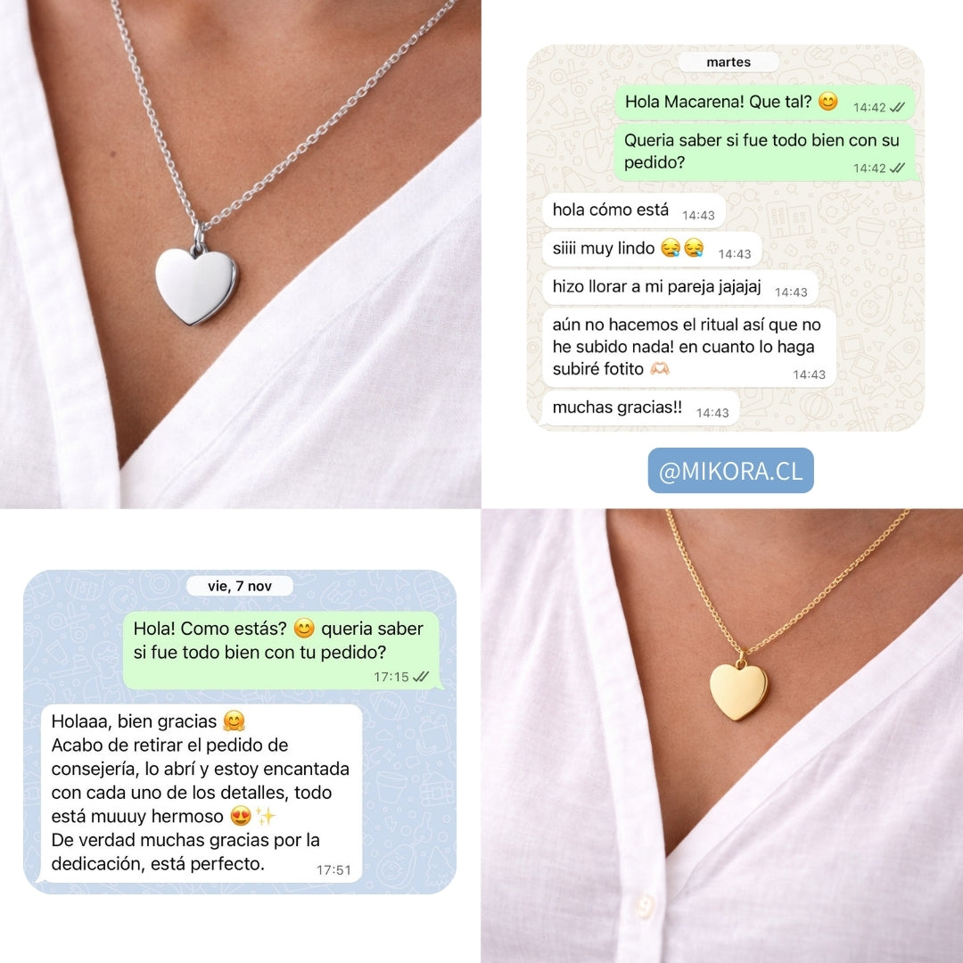 Collar Personalizado Corazón Dorado 20 mm + Foto Polaroid Gratis 🌟