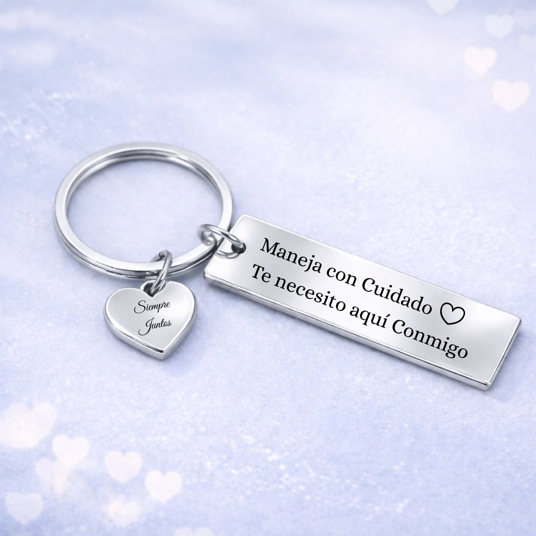 Llavero Maneja con Cuidado Personalizado | Amor del Bueno 💘