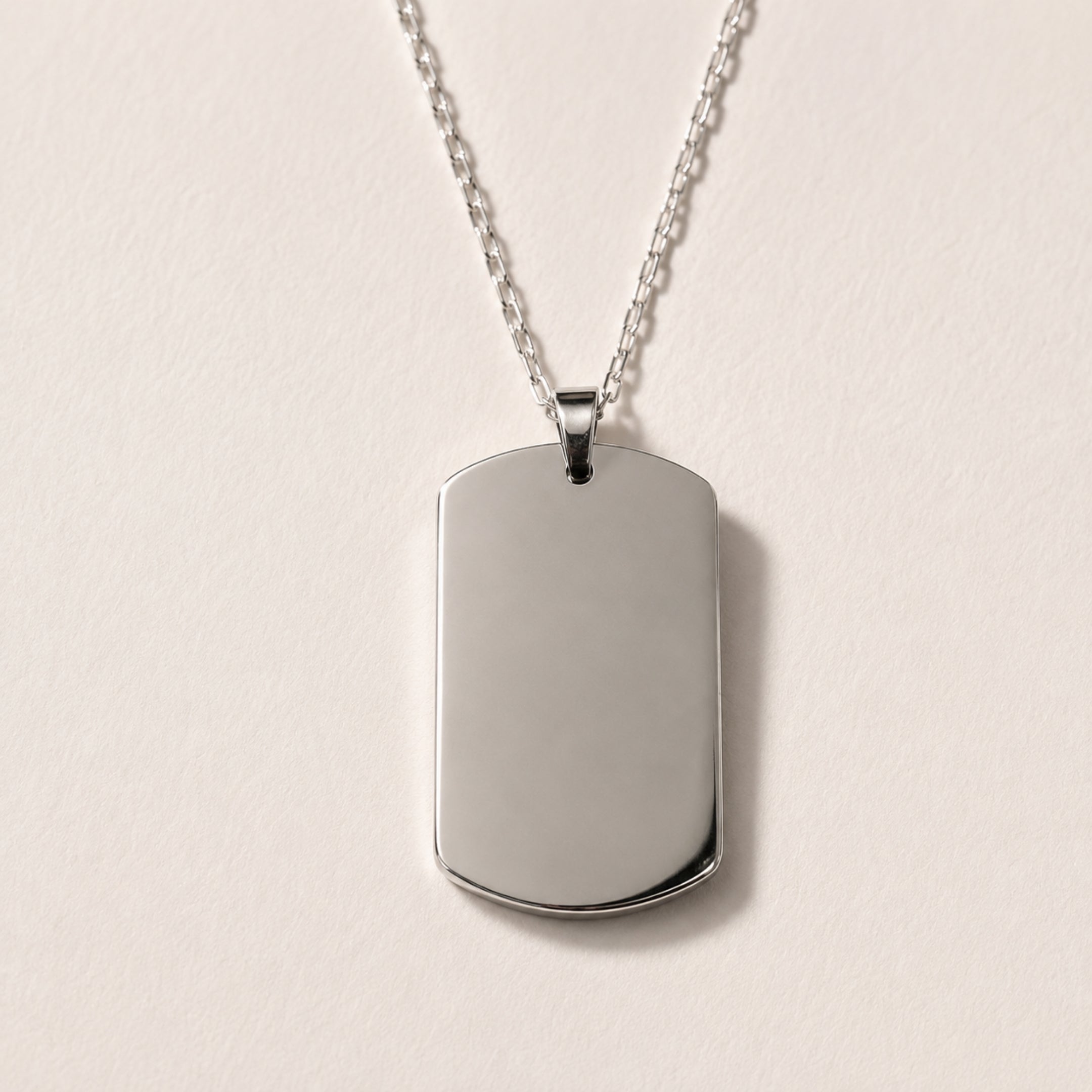 Collar personalizado rectangular 40x23 mm | Acero Quirúrgico & Plata 925