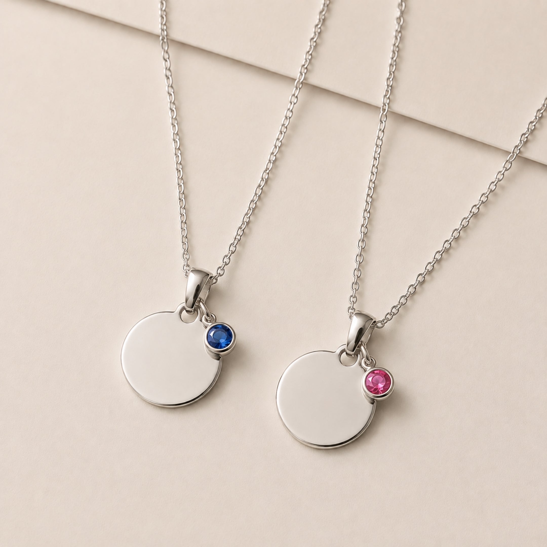 Pack 2 Collares Personalizados Circular Plateado 10mm | Acero Quirúrgico