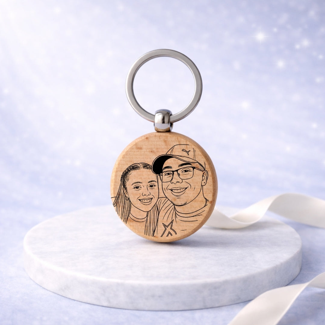 Llavero Madera Circular Personalizado + Foto Polaroid Gratis 🌟
