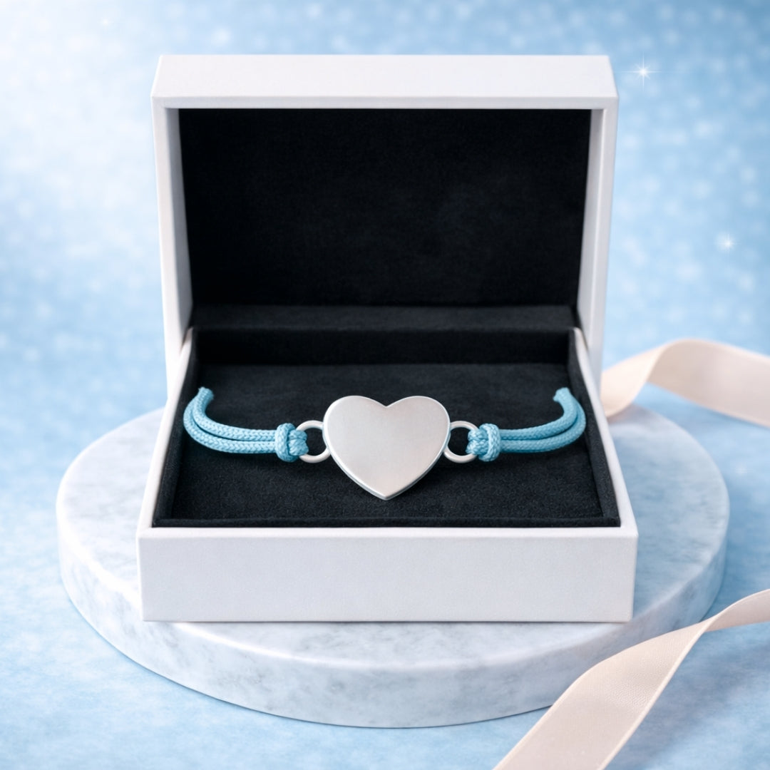 Pulsera de Hilo Celeste Personalizada + Foto + Cajita Gratis 🌟