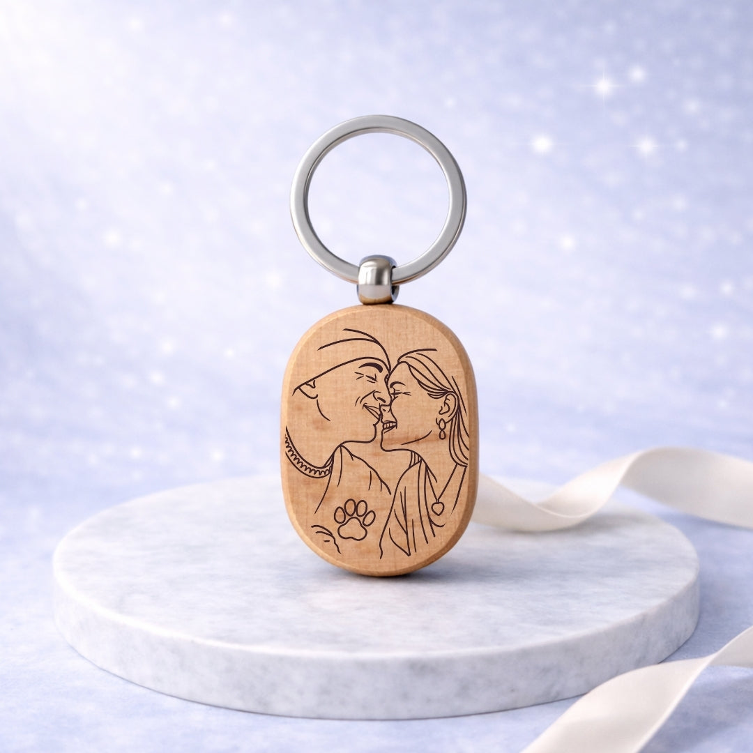 Llavero Madera Personalizado + Foto Polaroid Gratis 🌟 | Amor del Bueno 💘