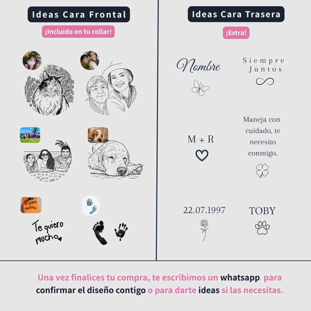 Pack 2 Collares Grabados + 2 Fotos Impresas + 2 Cajitas de Joya Gratis 🌟 | Historia Compartida 🫂