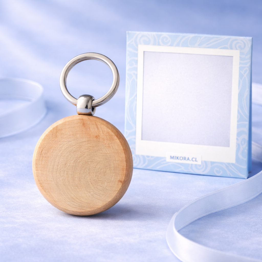 Llavero Madera Circular Personalizado + Foto Polaroid Gratis 🌟