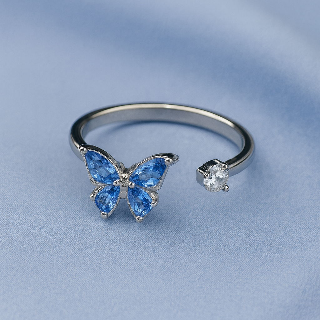 Anillo Mariposa Azul Giratoria Ajustable: Alivia tu estrés y ansiedad 🧘♀️