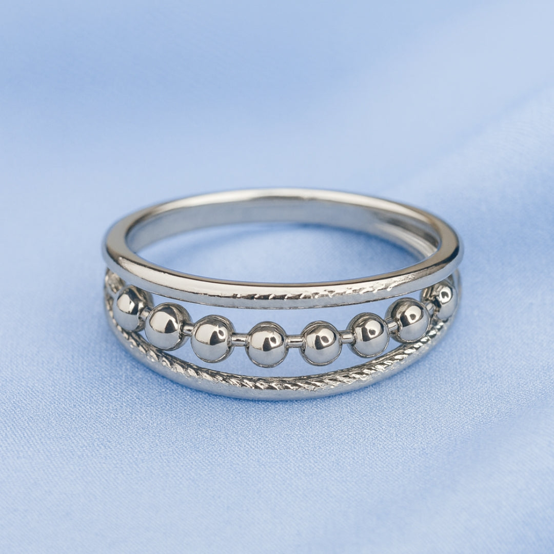 Anillo Plateado Bolitas Ajustable: Alivia tu estrés y ansiedad 🧘♀️