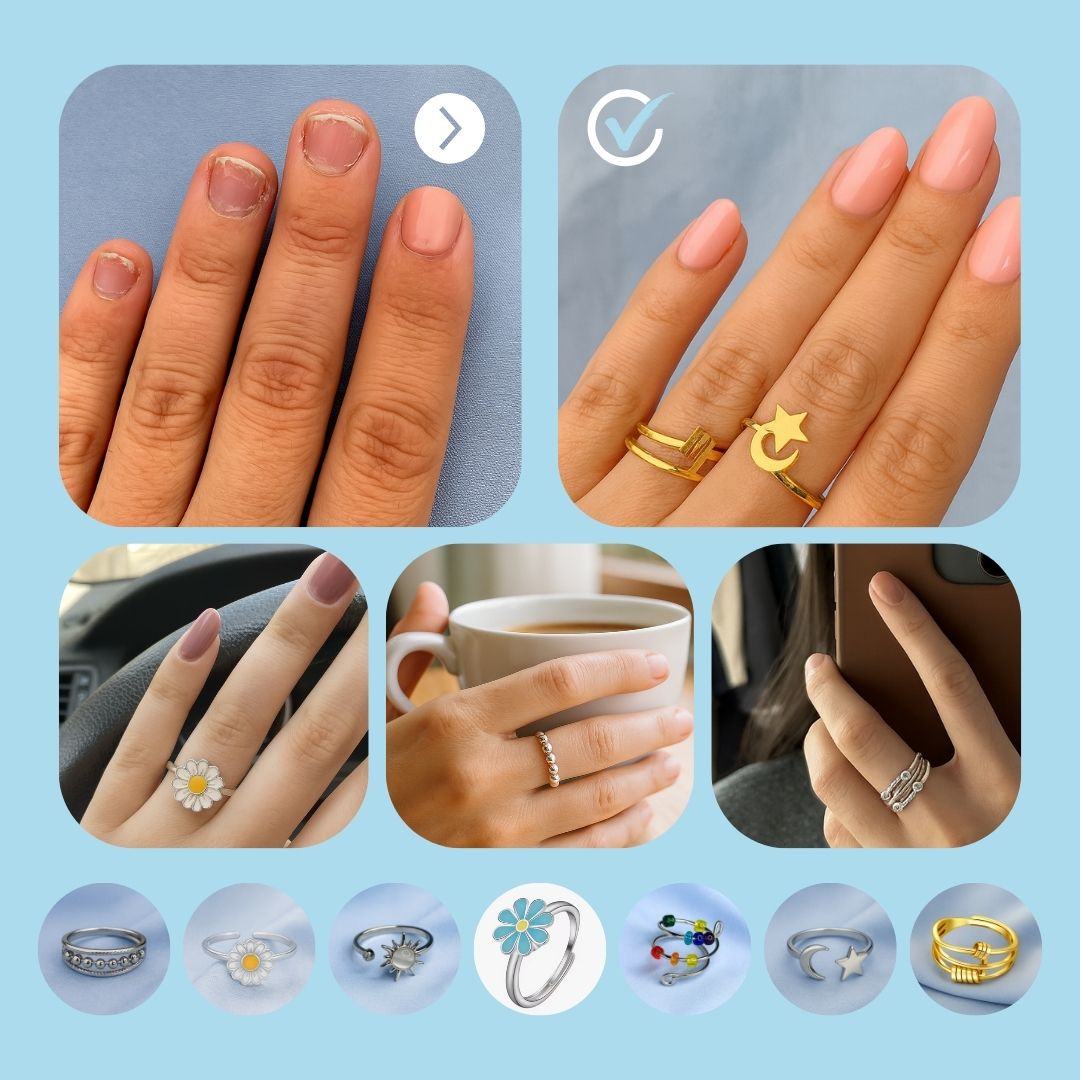 Anillo Giratorio Talla Ajustable 💍┃ Perfectos para calmar ansiedad y evitar mordida de uñas 🧘♀️