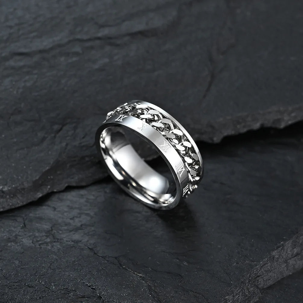 Anillo Atlas Giratorio Hombre Plateado: Control estrés y ansiedad 💆♂️ (Talla Universal)