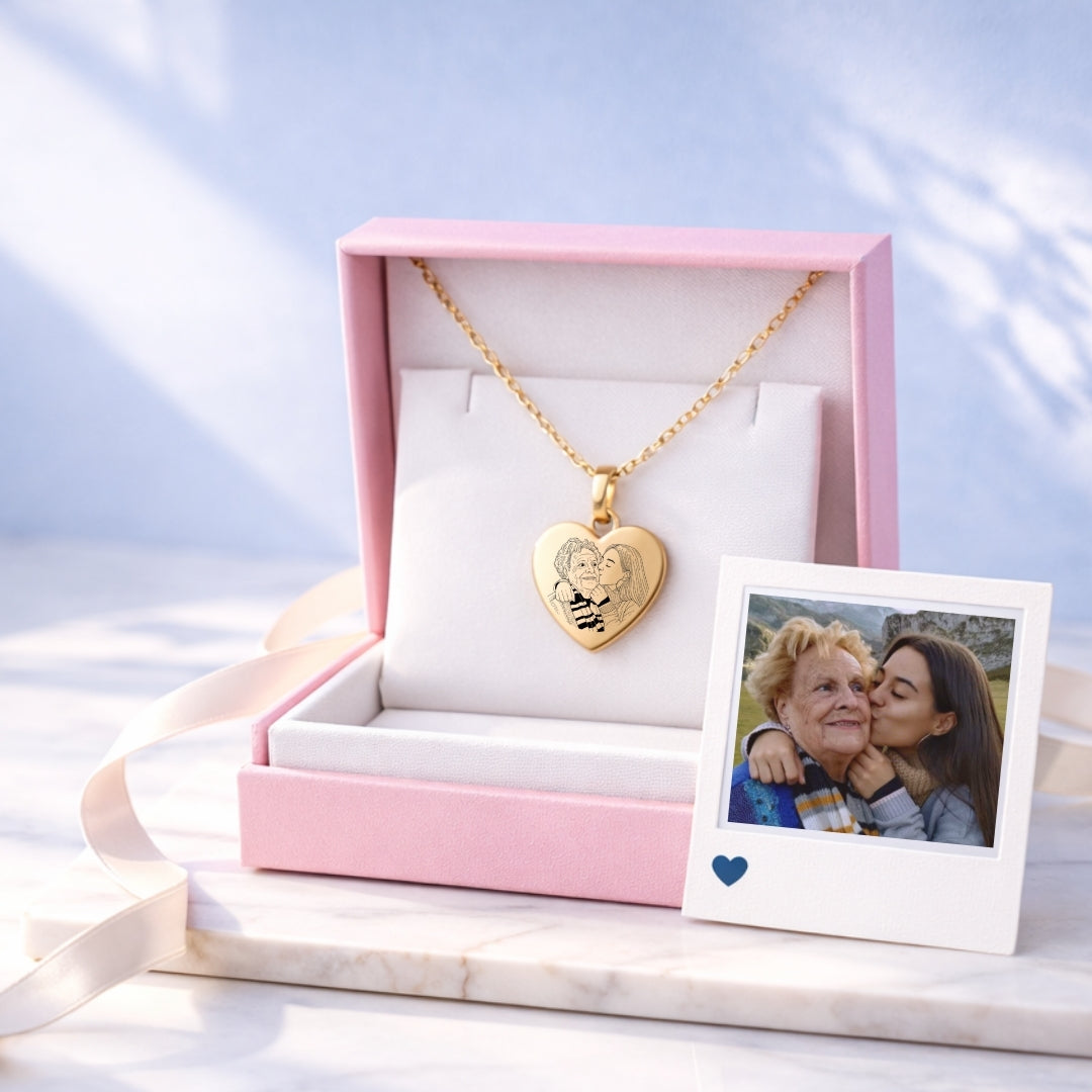 Collar Grabado + Foto Impresa + Cajita de Joya Gratis 🌟  | Abuelita Te amo 👵🕊️