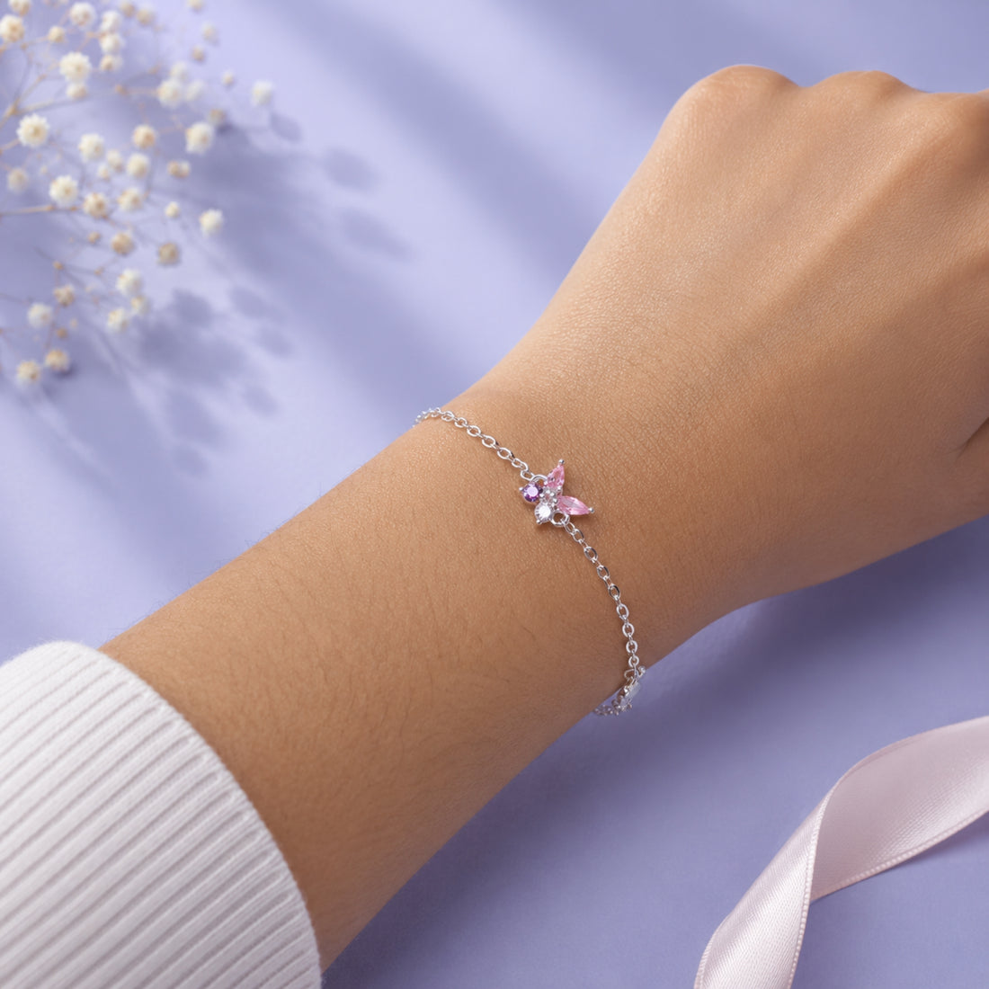 Pulsera Mariposas con Circonita Multicolor Plata 925