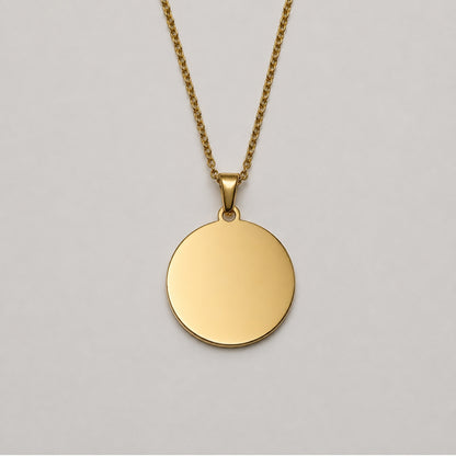 Collar Personalizado Circular Dorado 25mm | Baño en Oro PVD