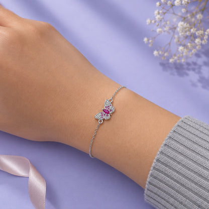 Pulsera Gran Mariposa con Circonita Magenta Plata 925