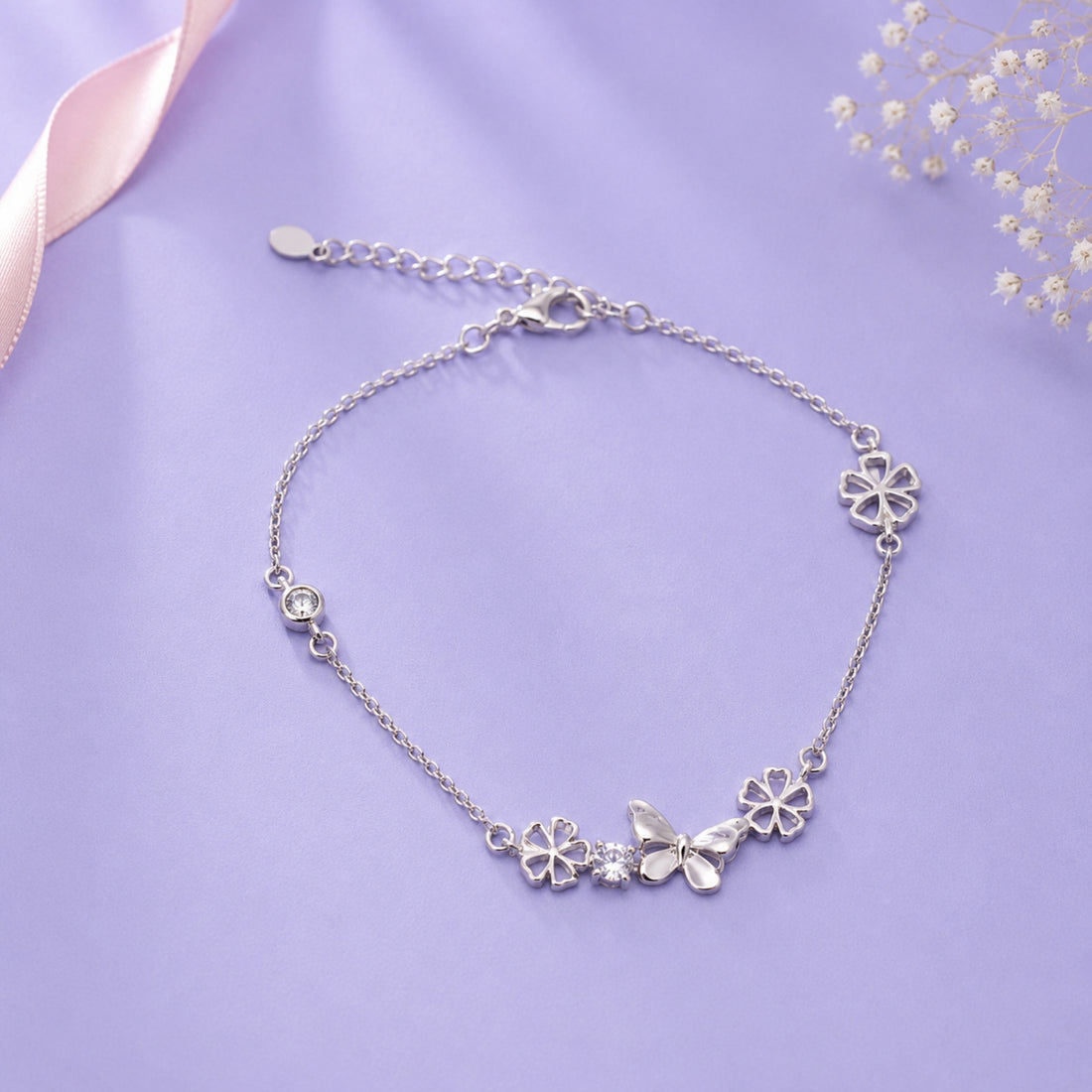 Pulsera Mariposa Flor Plata 925