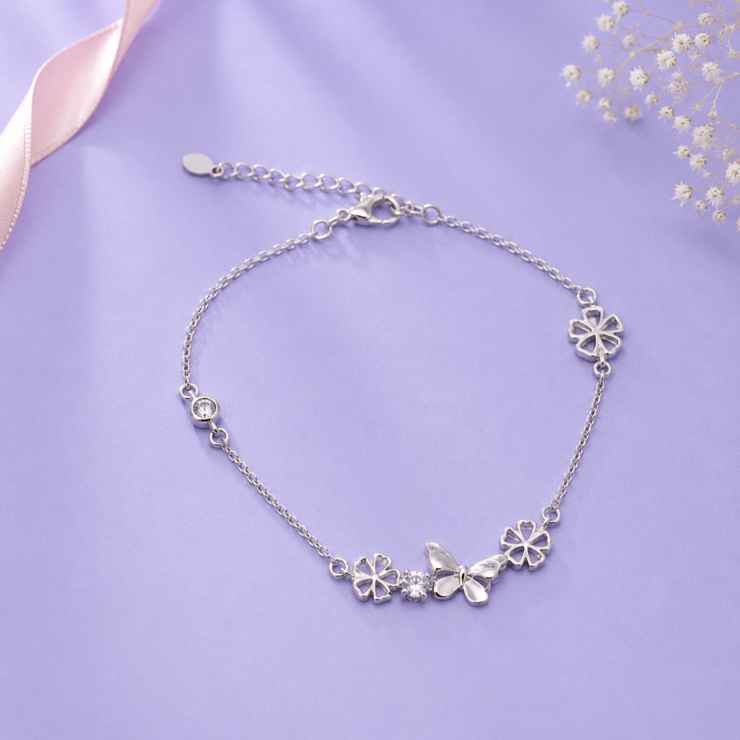 Pulsera Mariposa Flor Plata 925