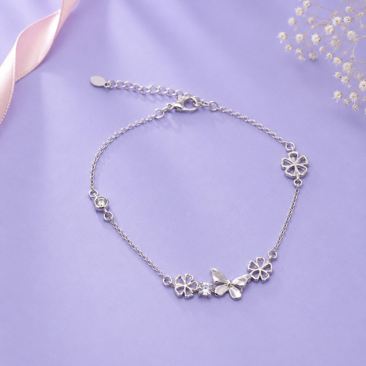 Pulsera Mariposa Flor Plata 925