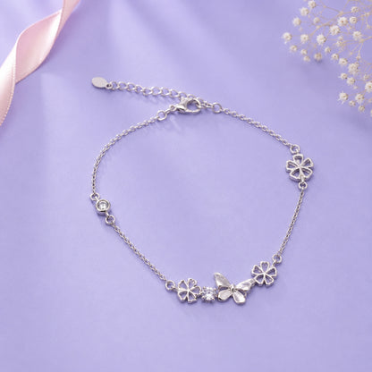 Pulsera Mariposa Flor Plata 925