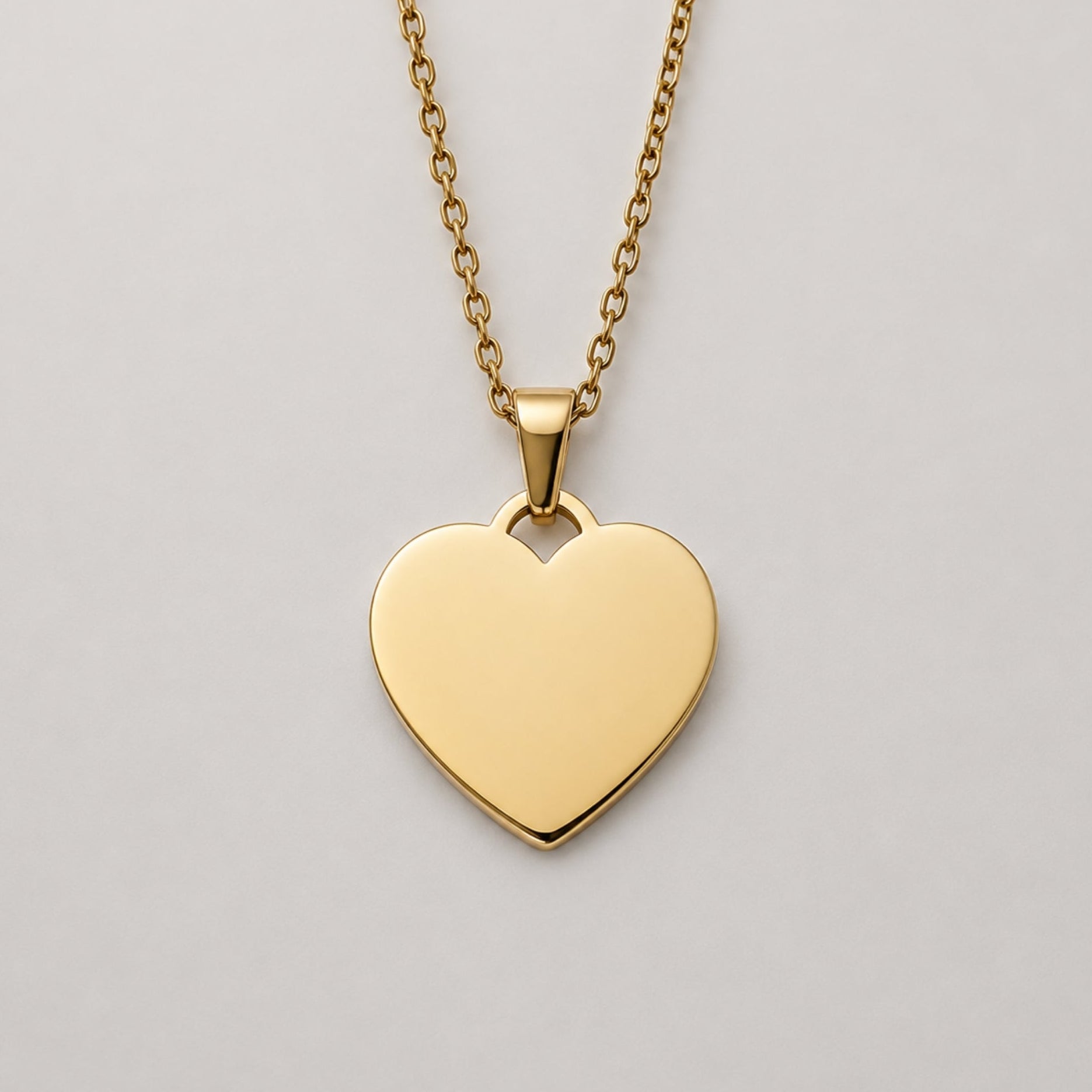 Collar Personalizado Corazón Dorado 25mm | Baño Oro PVD