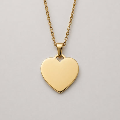 Collar Personalizado Corazón Dorado 25mm | Baño Oro PVD