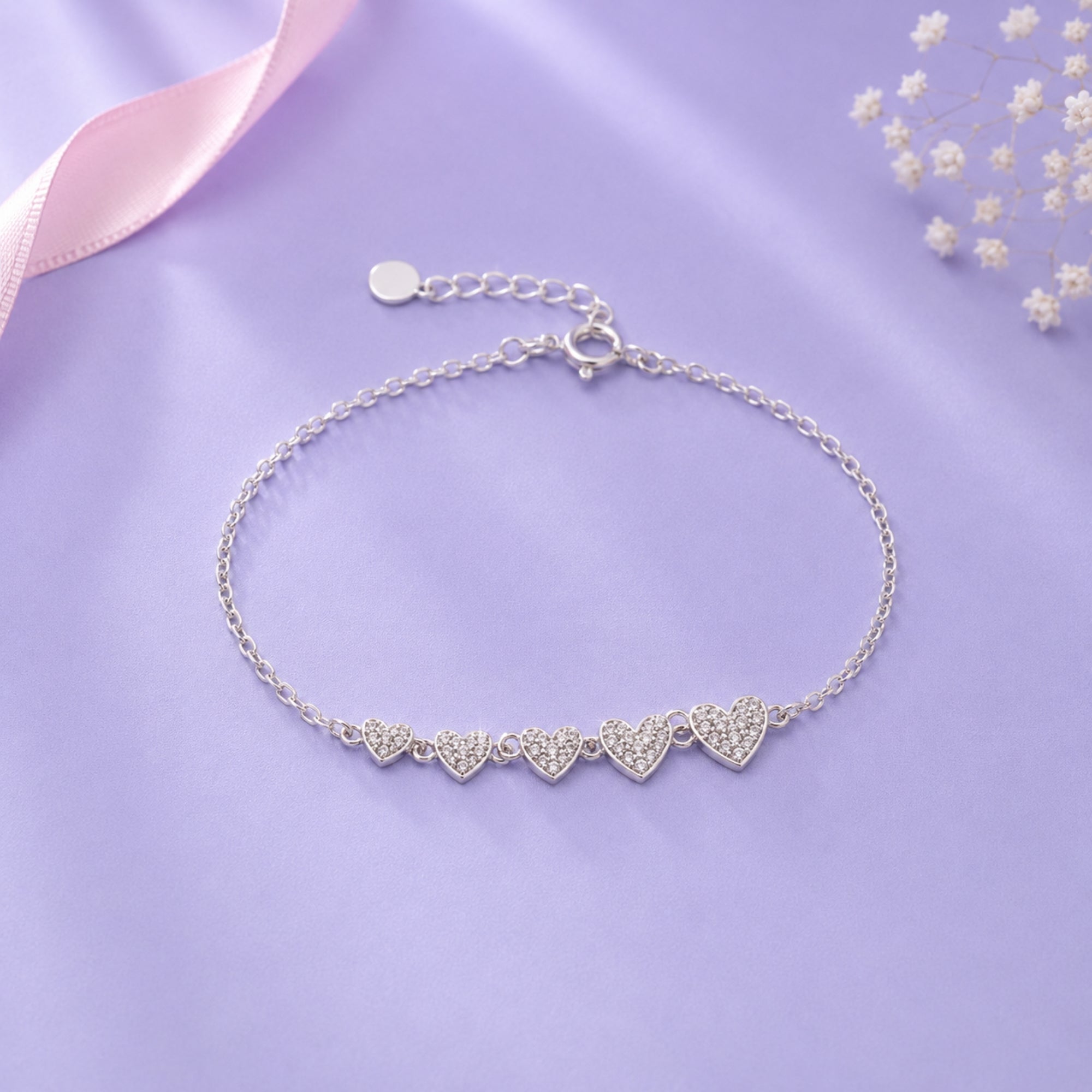 Pulsera Corazones Plata 925