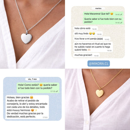 Collar Personalizado Corazón Dorado 20 mm + Foto Polaroid Gratis 🌟