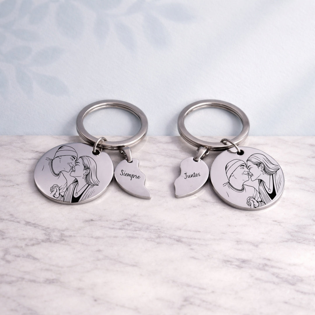 Pack 2 Llaveros Lindo Amor + 2 mitades corazón GRATIS HOY 💔