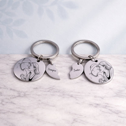 Pack 2 Llaveros Lindo Amor + 2 mitades corazón GRATIS HOY 💔