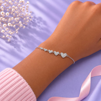 Pulsera Corazones Plata 925