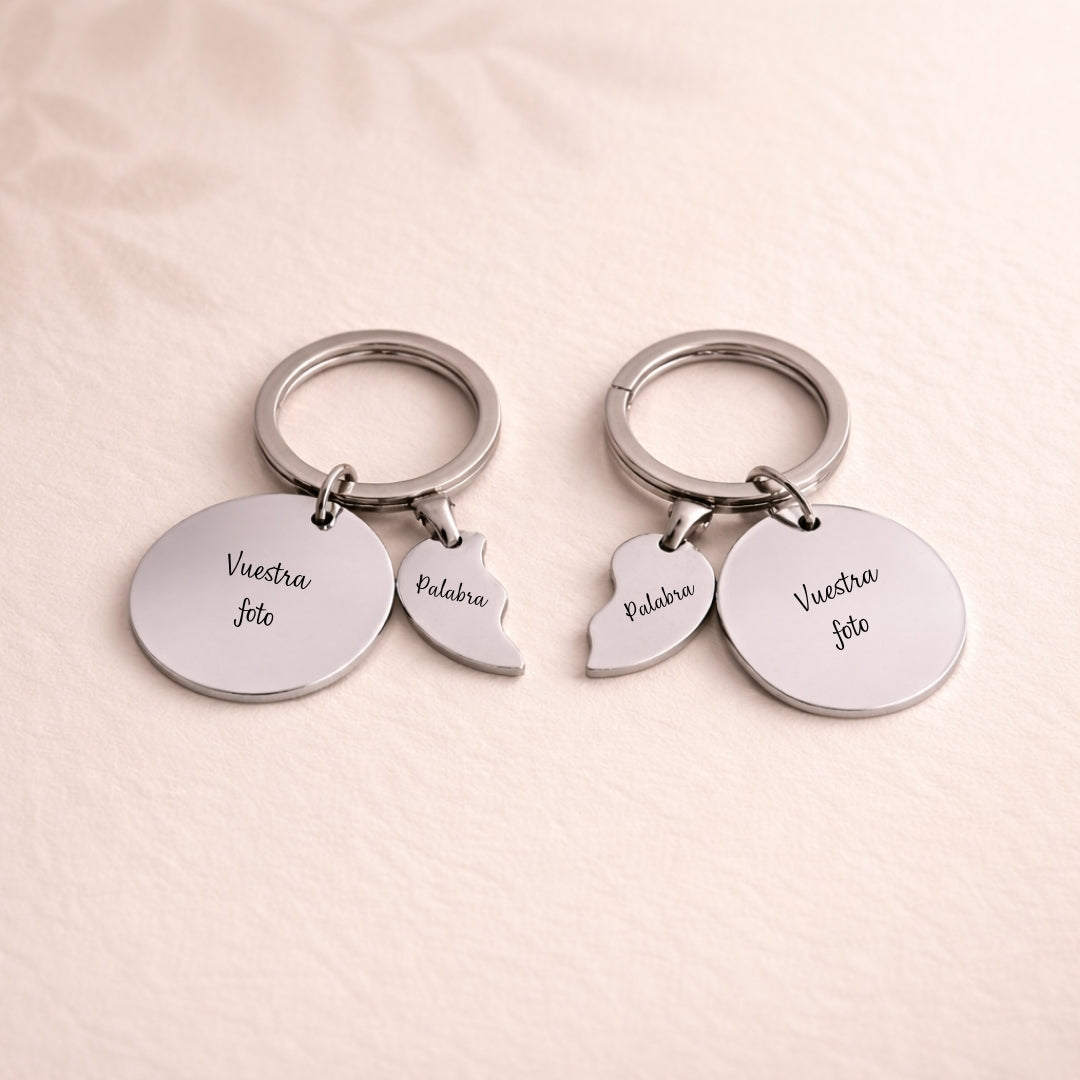 Pack 2 Llaveros Lindo Amor + 2 mitades corazón GRATIS HOY 💔