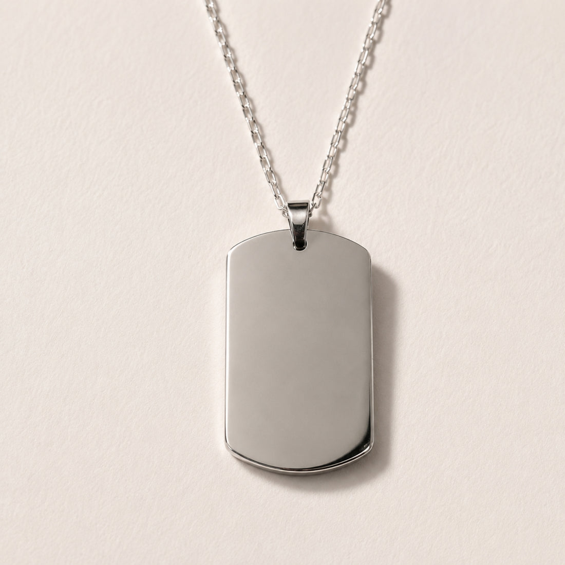 Collar personalizado rectangular 40x23 mm | Acero Quirúrgico &amp; Plata 925
