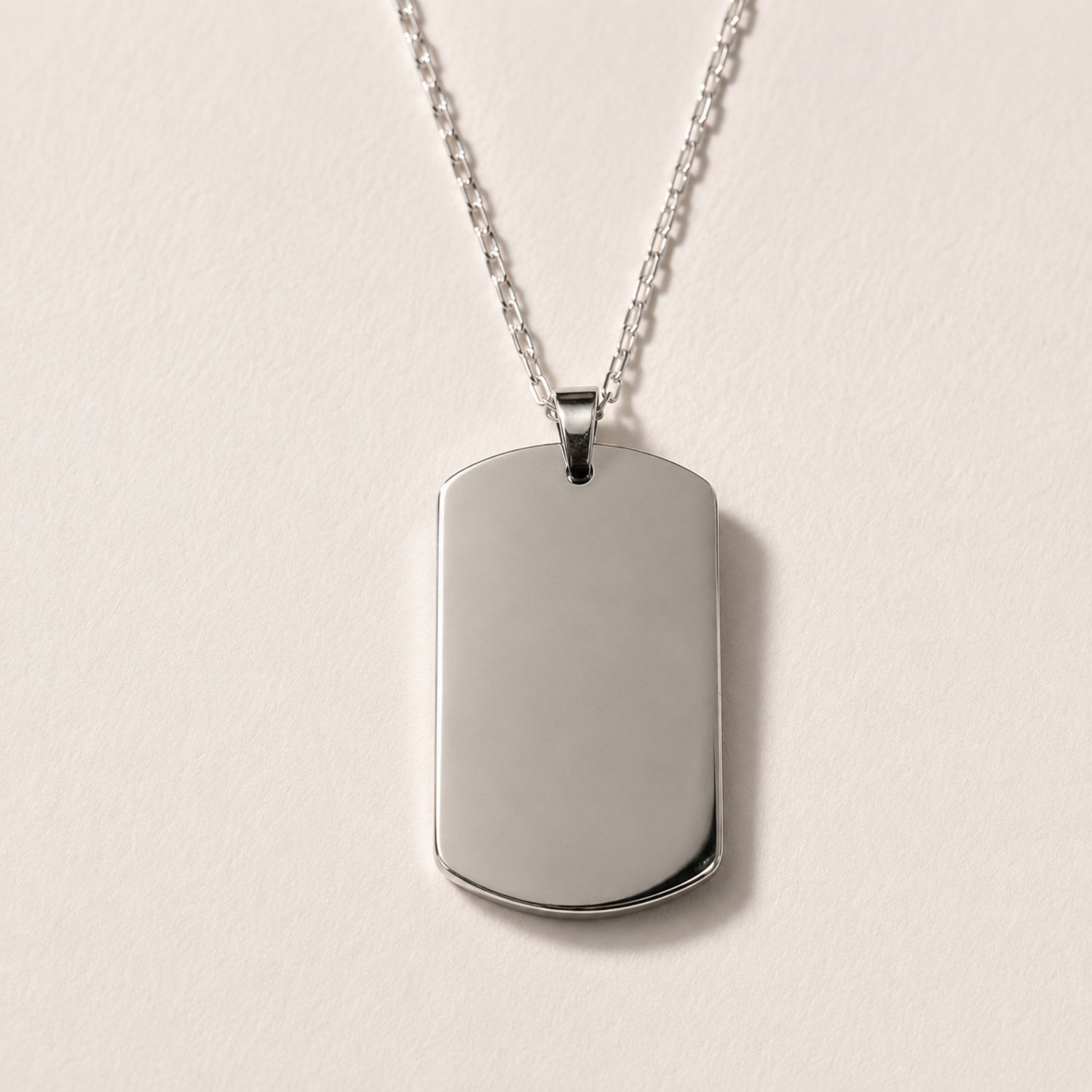Collar personalizado rectangular 40x23 mm | Acero Quirúrgico &amp; Plata 925