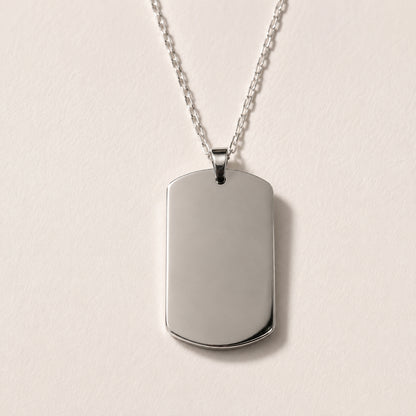Collar personalizado rectangular 40x23 mm | Acero Quirúrgico &amp; Plata 925