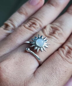 Anillo Sol Ópalo Giratorio