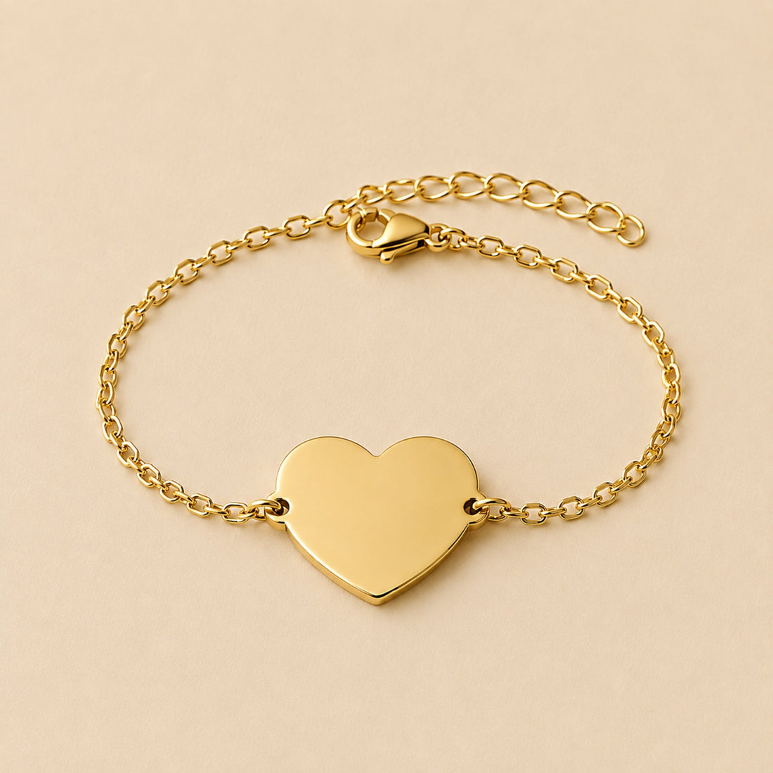 Pulsera Personalizada Corazón Dorado 20mm | Baño Oro PVD