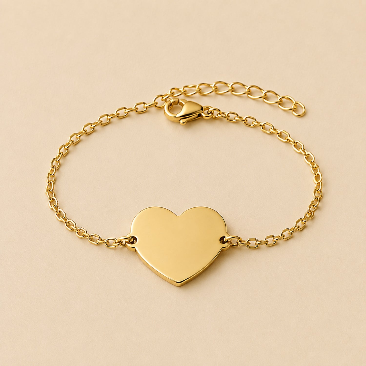 Pulsera Personalizada Corazón Dorado 20mm | Acero Quirúrgico