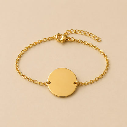 Pulsera Personalizada Circular Dorada 20mm | Baño Oro PVD