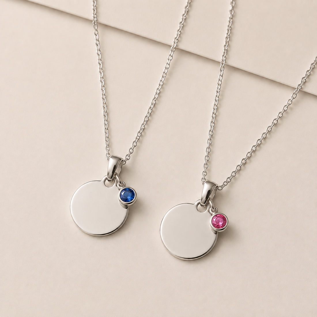 Pack 2 Collares Personalizados Circular Plateado 10mm | Acero Quirúrgico