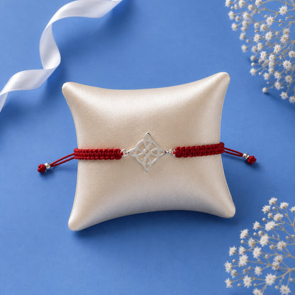 Pulsera Hilo Rojo Nudo de Brujas Plata 925
