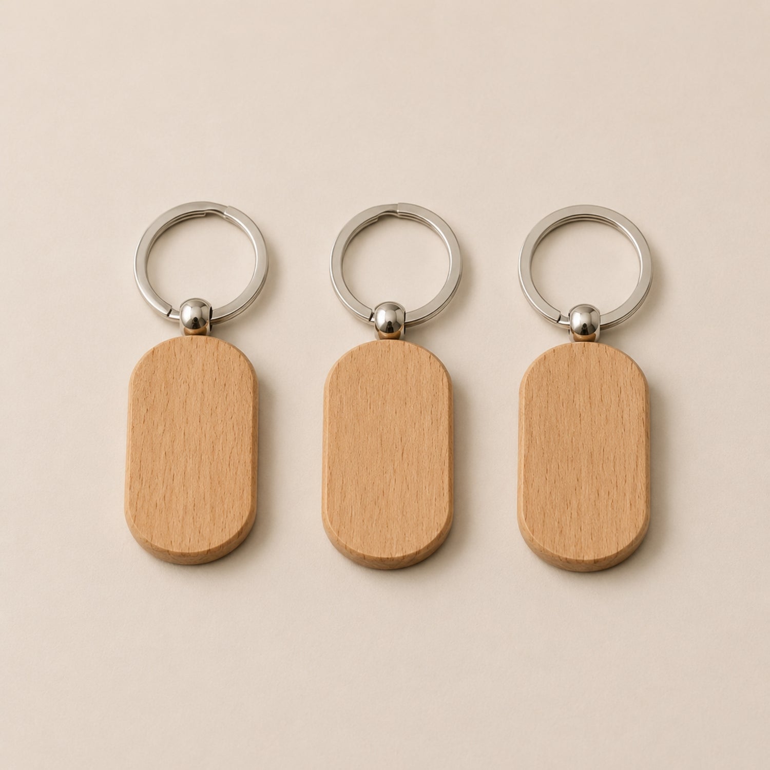 Pack 3 Llaveros Personalizado Madera Ovalado