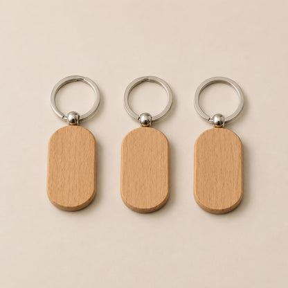 Pack 3 Llaveros Personalizado Madera Ovalado
