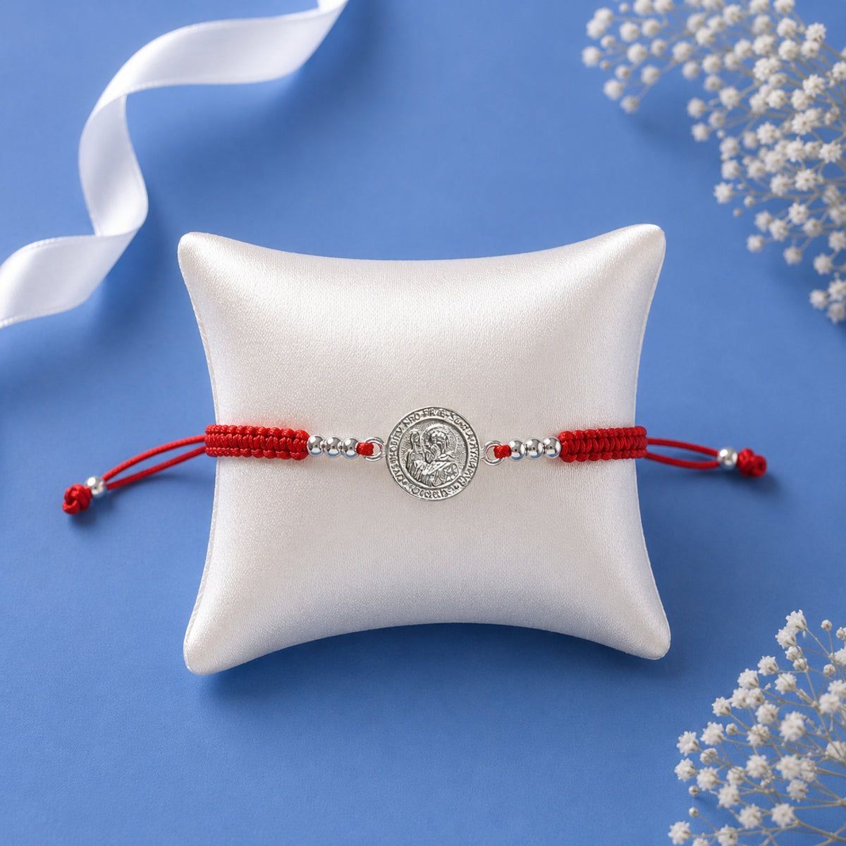 Pulsera Hilo Rojo San Benito Plata 925