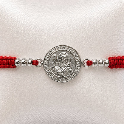 Pulsera Hilo Rojo San Benito Plata 925