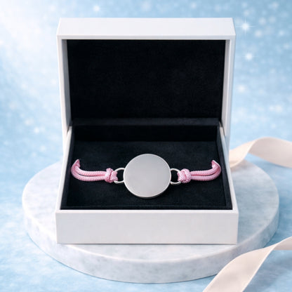 Pulsera Circular de Hilo Rosa Personalizada + Foto + Cajita Gratis 🌟