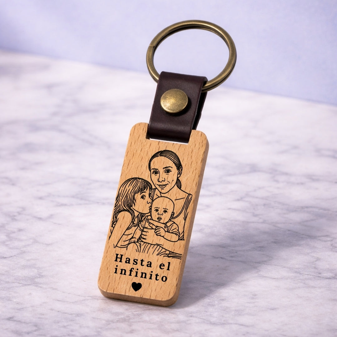 Llavero Madera Premium Personalizado + Foto Polaroid Gratis 🌟