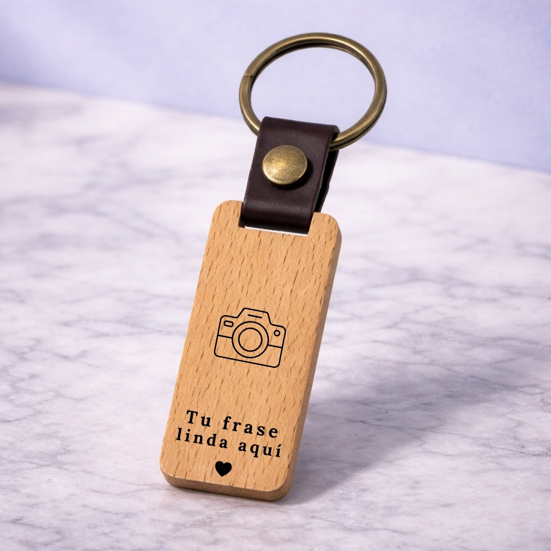 Llavero Madera Premium Personalizado + Foto Polaroid Gratis 🌟