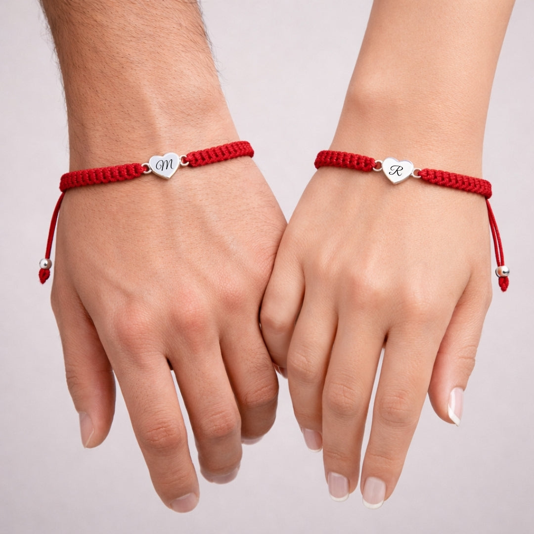 Pack 2 Pulseras Hilo Rojo Plata 925 Personalizadas