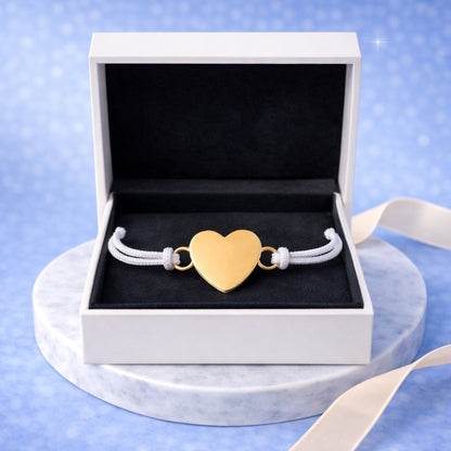 Pulsera Corazón de Hilo Blanco Personalizada + Foto + Cajita Gratis 🌟