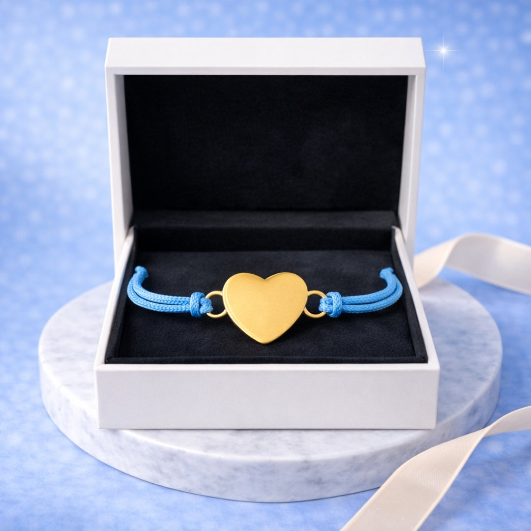 Pulsera de Hilo Celeste Personalizada + Foto + Cajita Gratis 🌟