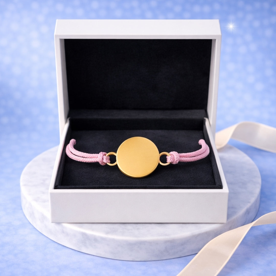 Pulsera Circular de Hilo Rosa Personalizada + Foto + Cajita Gratis 🌟